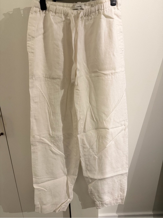 Vince Pants - Vince White Drawstring Linen-Blend Joggers